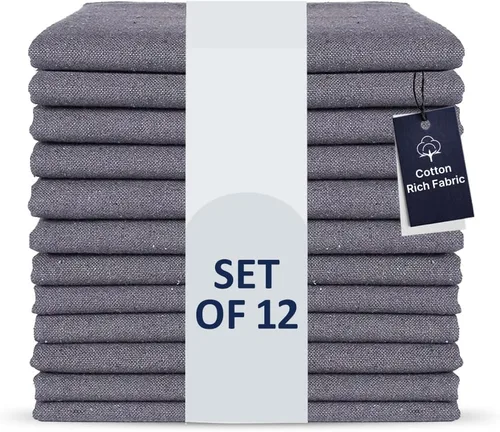 Vista 23 de LFH Home - Juego de 4 servilletas Dobby de tela rica en algodón, lavables, suaves, duraderas, a rayas, para comedor, boda, uso diario