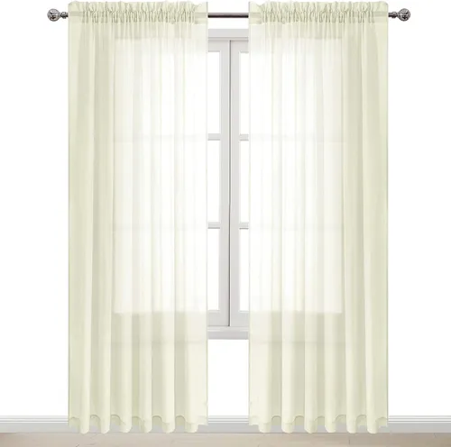 Vista 156 de DWCN Cortinas Transparentes Aqua de Voile Semitransparente con Bolsillo para Barra para Dormitorio y Sala de Estar, 36 x 36 pulgadas de Largo, Juego