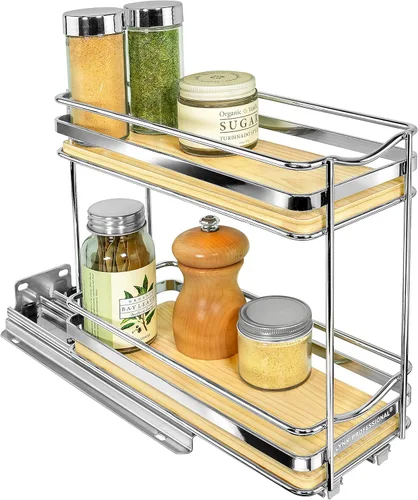 Vista 13 de LYNK PROFESSIONAL® Organizador de especiero extraíble para el interior de armarios de cocina - 4-3/8 pulgadas de ancho - Cajón deslizable - Estantes