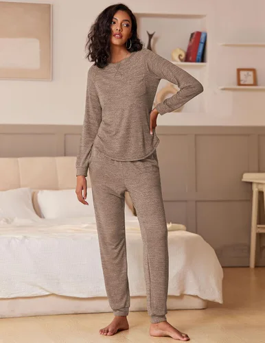 Vista 2 de Ekouaer Womens Pajamas Set Long Sleeve Loungewear Soft Lounge Set Joggers with Pockets