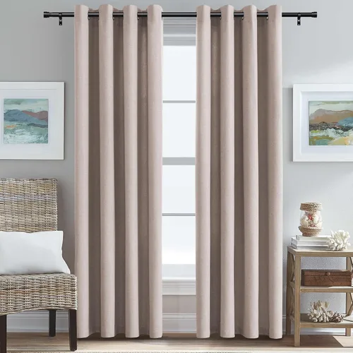 Vista 31 de H.VERSAILTEX Cortinas de cocina texturizadas de lino natural con ojales de 45 pulgadas de largo, lino sintético grueso para oscurecer la habitación