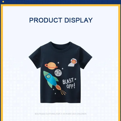 Vista 7 de Camisetas de manga corta de algodón para niños pequeños, camisetas de manga corta, con cuello redondo para verano