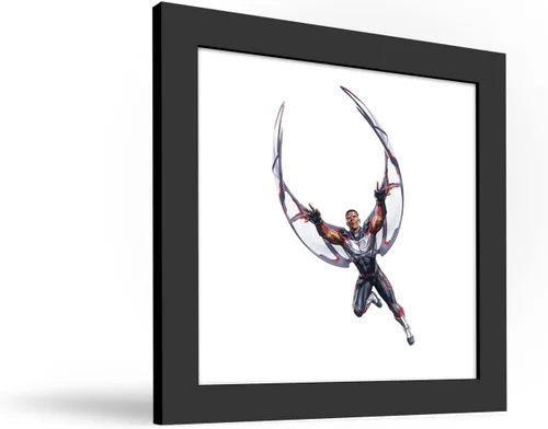 Vista 2 de Trends International Gallery Pops Marvel Comics Avengers - Póster de pared de Halcón, 12 x 12 pulgadas, versión enmarcada en negro