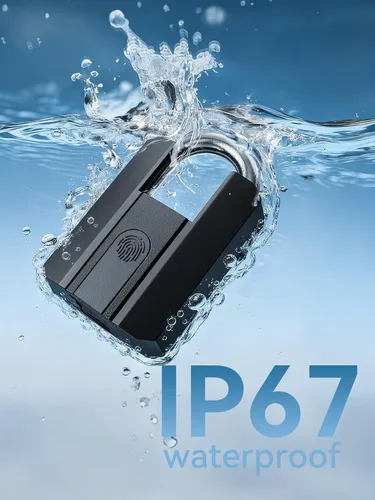 Vista 8 de NexusLab - Candado de huellas dactilares, resistente al agua IP67 para exteriores, desbloqueo de 3 vías (huella dactilar/aplicación/2 teclas)