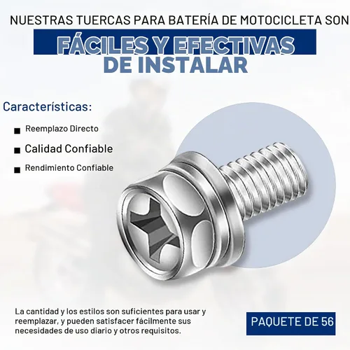 Vista 5 de 56 Pack de tuercas y pernos para terminal de batería de motocicleta, M6 x 10 mm, 12 mm, 16 mm, 20 mm, kit de tuercas cuadradas, pernos y tuercas