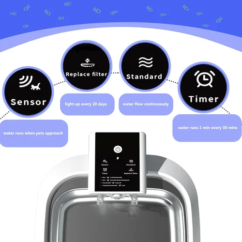 Vista 5 de Fuente de agua inalámbrica para gatos, fuente de agua para mascotas, funciona con pilas para gatos en interiores, dispensador automático de agua