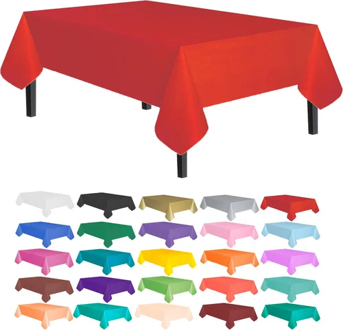 Vista 21 de allgala Juego de 12 manteles de plástico premium para mesa, desechables - 54 x 108 pulgadas - Impermeable, resistente a manchas, fácil de limpiar