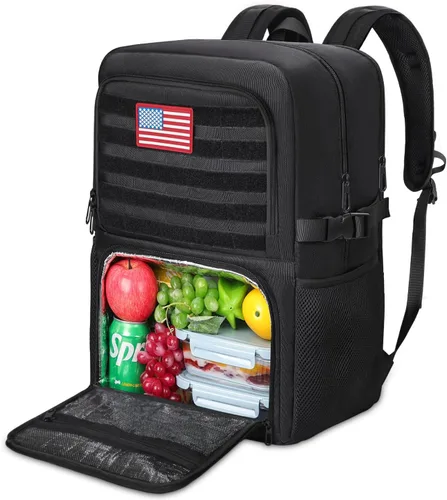 Vista 7 de BERTASCHE Mochila de almuerzo, mochila para laptop de 15.6 pulgadas, mochila de trabajo con hielera aislada para hombres y mujeres, mochila táctica