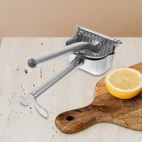 Vista 6 de VICASKY Exprimidor manual de frutas de acero inoxidable para la cocina del hogar, exprimidor de cítricos fácil de apretar, práctico extractor