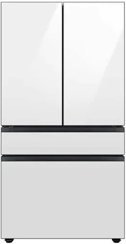 Vista 9 de Samsung Refrigerador de puerta francesa de 4 puertas a medida de 29 pies cúbicos con centro de bebidas, panel superior de vidrio azul matutino