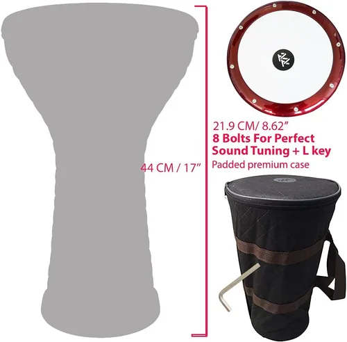 Vista 3 de La Darbuka Doumbek Zaza Percussion Wave de Estilo Egipcio de 17'' (Cobre)