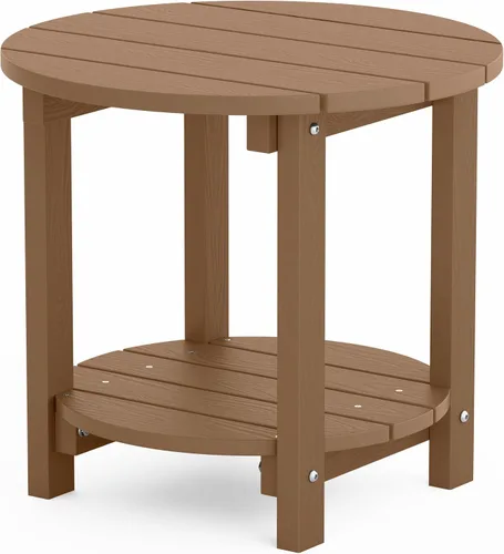 Vista 18 de YEFU Adirondack - Mesa auxiliar doble para exteriores, de 18 pulgadas, mesa auxiliar de madera de polietileno, resistente a la intemperie para Negro