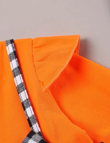 Vista 5 de Traje de Halloween para niña pequeña, camisa con volantes, vestido de calabaza, Halloween, ropa para niñas de 12 meses a 5 años