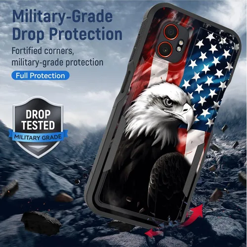 Vista 6 de Funda para Galaxy XCover 7 Pro, doble capa híbrida resistente resistente a prueba de golpes de policarbonato duro + funda protectora de silicona