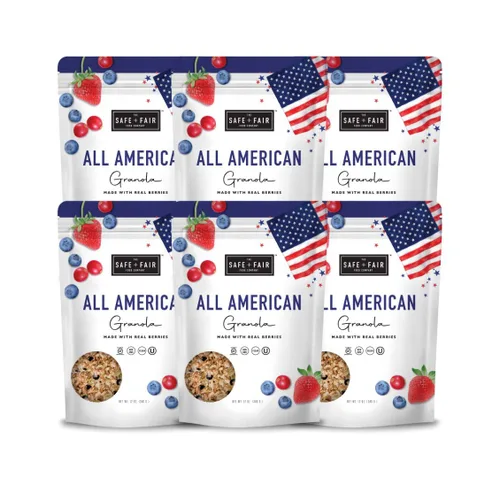 Vista 16 de Safe + Fair All American Granola – Snack sin gluten y vegano – Avena integral con fresas reales, arándanos y arándanos rojos – Sin OMG, kosher, sin