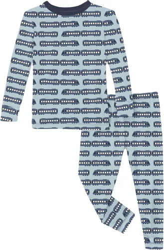 Vista 33 de KicKee Pants Conjunto de pijama de manga larga con estampado de piezas