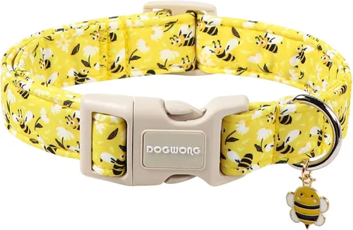 Vista 23 de DOGWONG Collar de Algodón para Perro, Collar para Perro de Cuadros Azules Resistente, Collar Suave y Duradero para Perro Macho, Lindo Collar de A