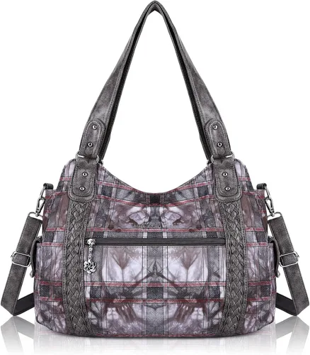 Vista 181 de Angel Barcelo - Bolsa de hombro amplia para mujer, diseño Hobo, cuero lavado