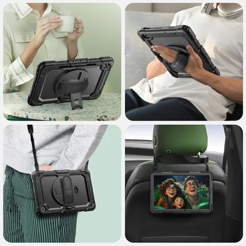 Vista 5 de SEYMAC - Funda protectora resistente a prueba de golpes para Samsung Galaxy Tab S6 Lite de 10.4 pulgadas 2024/2022/2020 (SM-P620/P610/P615), Negro