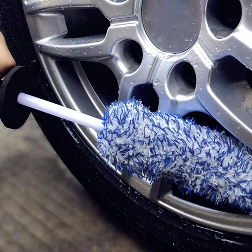 Vista 3 de Cepillo para llantas de coche Cepillo de limpieza absorbente de agua para ruedas, suministros de limpieza, cepillo de neumáticos para automóviles