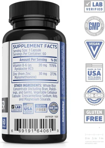 Vista 2 de Zhou Zinc Defender - Suplementos de zinc para hombres y mujeres, 30 mg por porción para la salud inmunológica y apoyo mineral, apoyo de vitamina B6