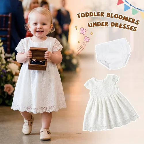 Vista 7 de Durio Ruffle Baby Bloomers - Fundas de pañales de algodón para niñas 0-2T A Blanco