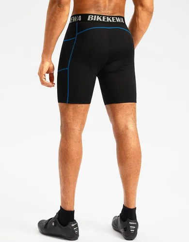 Vista 3 de Bikewa Pantalones cortos de ciclismo acolchados 3D para hombre, ropa interior de ciclismo de montaña para bicicleta MTB con bolsillos laterales
