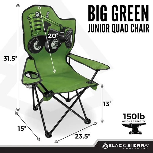 Vista 3 de Black Sierra Silla de campamento para niños, asiento plegable para niños que soporta 150 libras, silla de césped portátil para exteriores, incluye