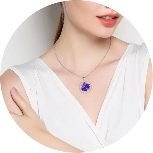 Vista 67 de Pressed Flower Necklace Gift for Women Personalized Handmade Necklaces Birth Flower Necklace