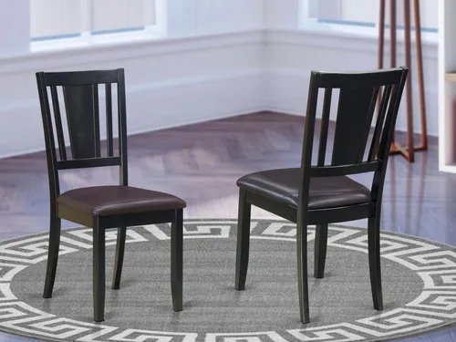 Vista 2 de East West Furniture DUC-BLK-LC Dudley - Sillas de comedor tapizadas de piel sintética, juego de 2, color negro