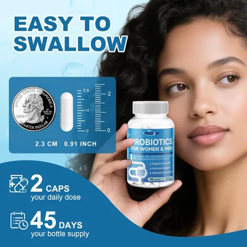 Vista 8 de Probióticos para mujeres y hombres para la salud digestiva con 100 mil millones de UFC, probióticos para mujeres y hombres para la salud intestinal
