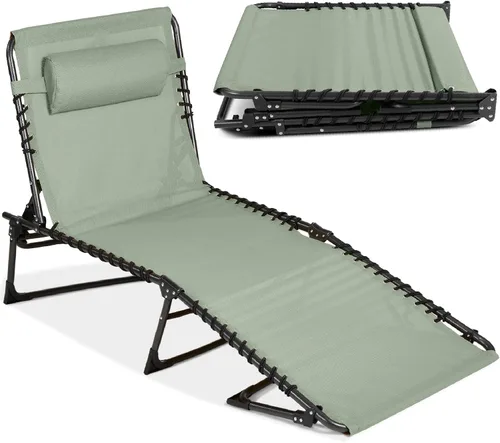 Vista 14 de Best Choice Products - Tumbona para patio reclinable, plegable, portátil para exteriores, con 8 posiciones, asas, capacidad de 300 libras