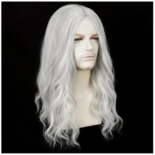 Vista 2 de Peluca gris para hombre, peluca larga para hombre, color gris