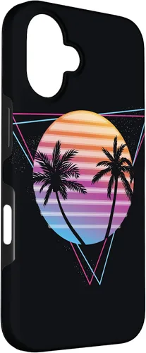 Vista 3 de Palm Sunset 80s Vibe Retrowave Synthwave Aesthetics - Carcasa para iPhone 16