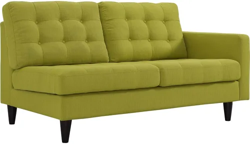 Vista 10 de Sofá esquinero Modway Empress, estilo de mediados de siglo, tapizado de tela en avena, Tela, Celeste