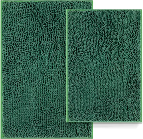 Vista 21 de Juego de 2 alfombras de baño antideslizantes para baños, juego de alfombras de felpilla gruesa y suave, alfombras de baño ultra absorbentes