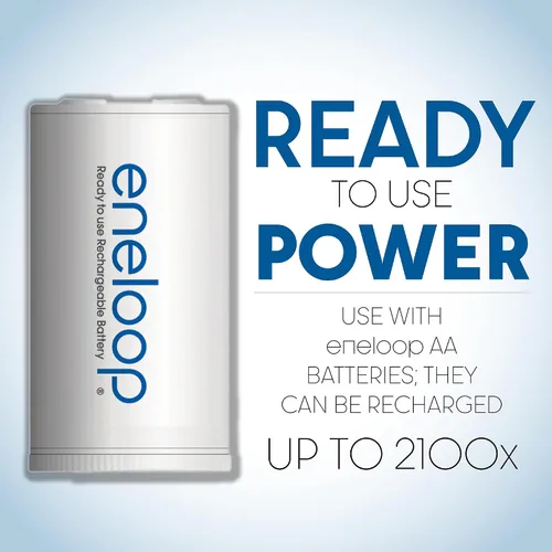 Vista 2 de Eneloop Panasonic BQ-BS2E4SA - Adaptadores de batería de tamaño C para uso con pilas AA recargables Ni-MH, paquete de 4