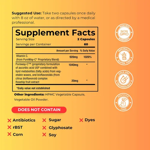 Vista 8 de Vital C-LD - Vitamina C liposomal mejorada - Cápsulas de 530 mg - 120