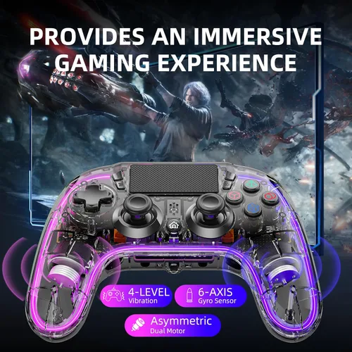 Vista 8 de Honghao Controllers For PS4 With Hall TriggersProgramming8 RGB LED Lights, Wireless Remote Dual P4 Shock Joystick Gamepad Accessories, Customized
