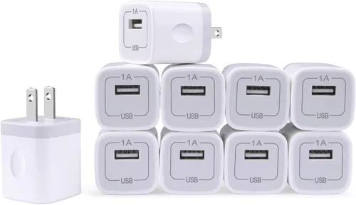 Vista 9 de Wall Charger Box,10Pack 1A/5V Single Port USB Plug Black Charging Block
