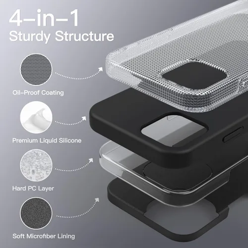 Vista 3 de JETech Funda de silicona para iPhone 12 mini, color negro Tacto suave y sedoso, protección a prueba de golpes, resistente a los arañazos, forro