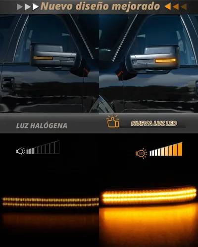 Vista 2 de HERCOO Luces LED secuenciales intermitentes para espejo lateral, lámpara ámbar, reflector, conjunto de lentes ahumadas, compatible con Ford F150
