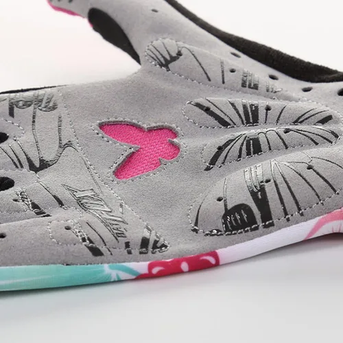 Vista 5 de DuShow Guantes de ciclismo para mujer, guantes de entrenamiento florales rosas para mujer, guantes de ciclismo de dedo completo, guantes