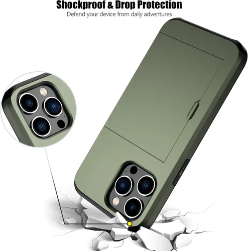 Vista 148 de Nvollnoe - Funda para iPhone 14 con tarjetero [tienda de 5 tarjetas] Negro - Almacenamiento más grande
