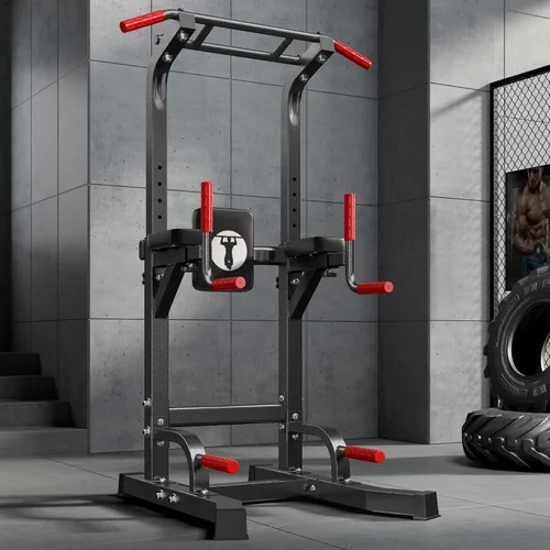 Vista 7 de SogesHome Power Tower Pull Up Bar Dip Stand, 10 Adjustable Height Free Standing Assistive Trainer Dip Station, Multi-Function Strength Training
