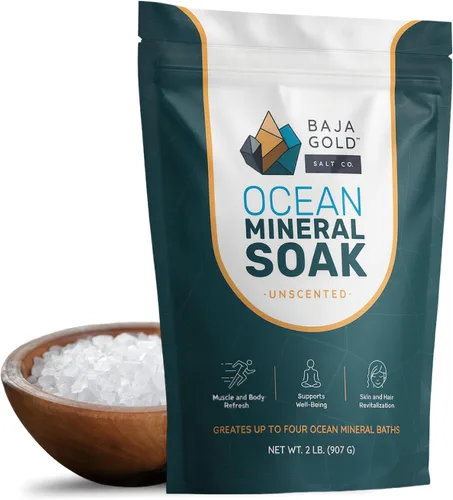Vista 9 de Baja Gold Ocean Mineral Soak – Remojo de baño de magnesio natural y oligoelementos Remojo relajante y limpio de ingredientes para baño, músculos