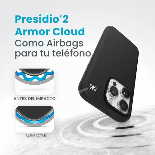 Vista 4 de Speck Funda para iPhone 15 Pro - Protección contra caídas - Resistente a los arañazos, tacto suave, funda para teléfono de 6.1 pulgadas - Presidio2
