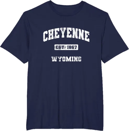 Vista 15 de Cheyenne Wyoming WY vintage state Camiseta de estilo atlético, Negro