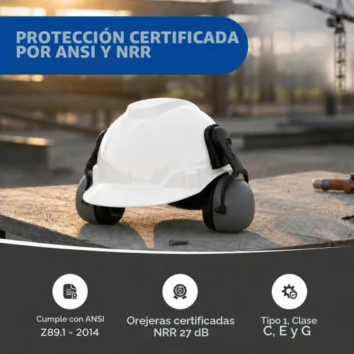 Vista 8 de Ridgeline - Casco de seguridad estilo gorra con orejeras incluidas, casco blanco