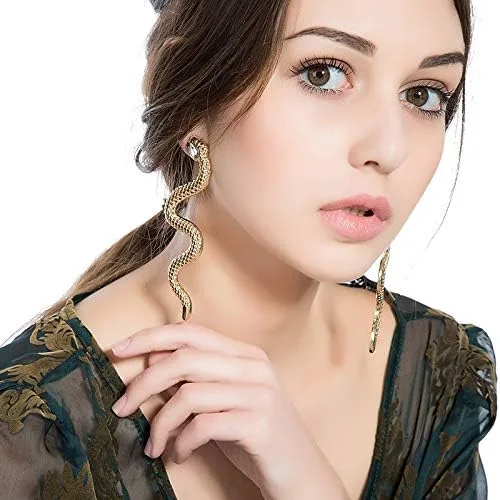 Vista 2 de Holloween - Aretes de serpiente para mujer, diseño de serpiente gótica, para niñas, accesorios de disfraz de Holloween